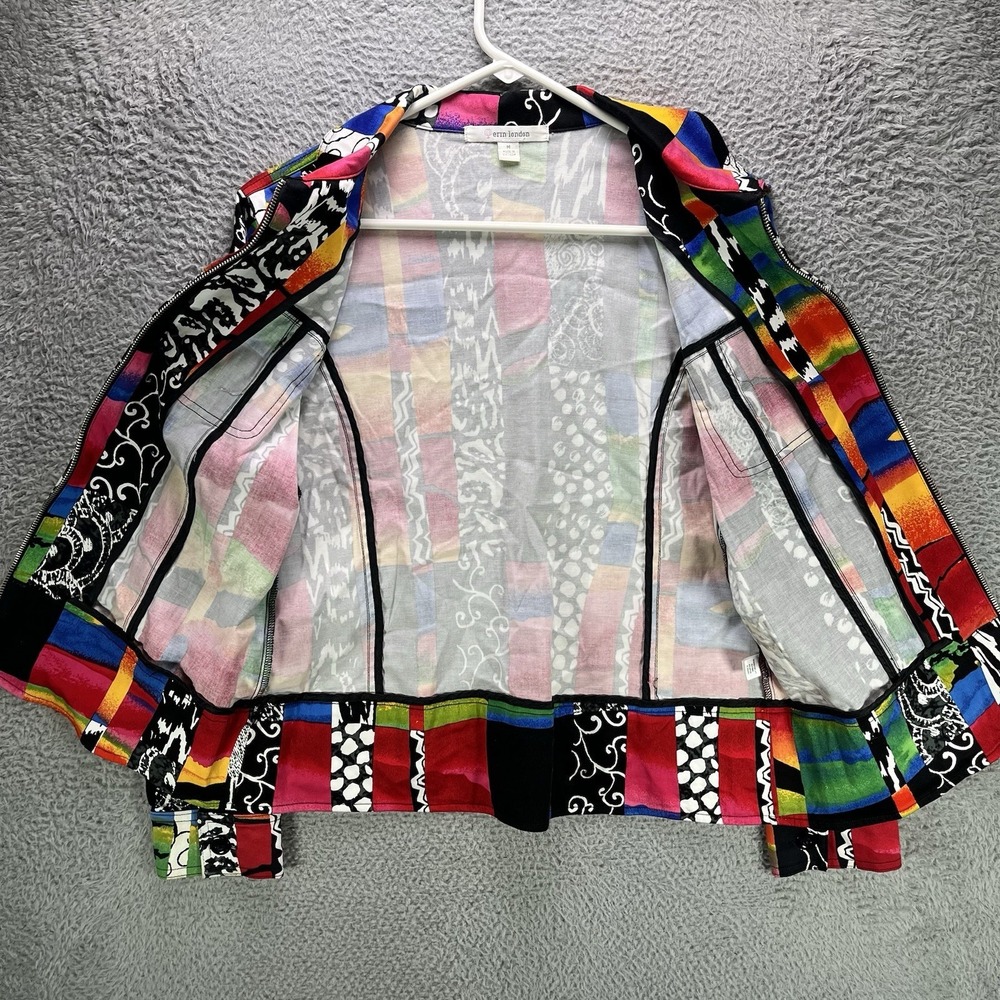 Vintage Erin London Jacket Medium Colorful Art Full Zip Lightweight - Picture 4 of 11